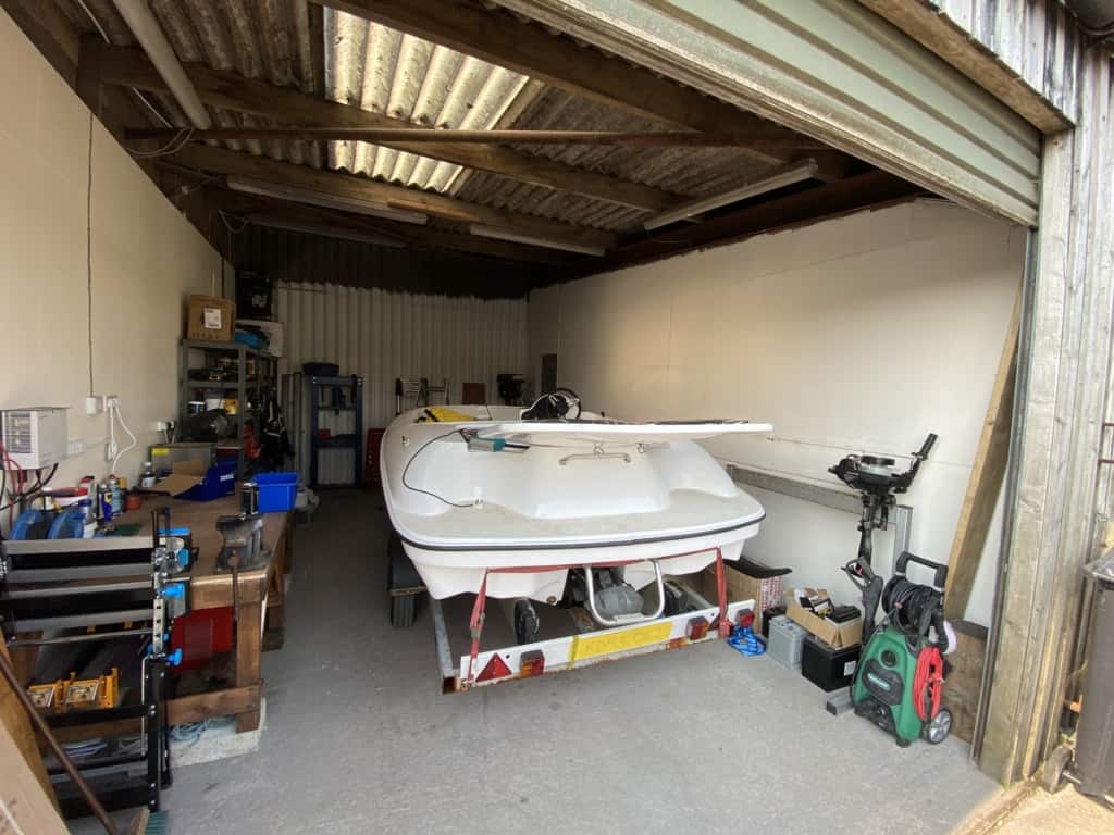 Boat in workshop during off season