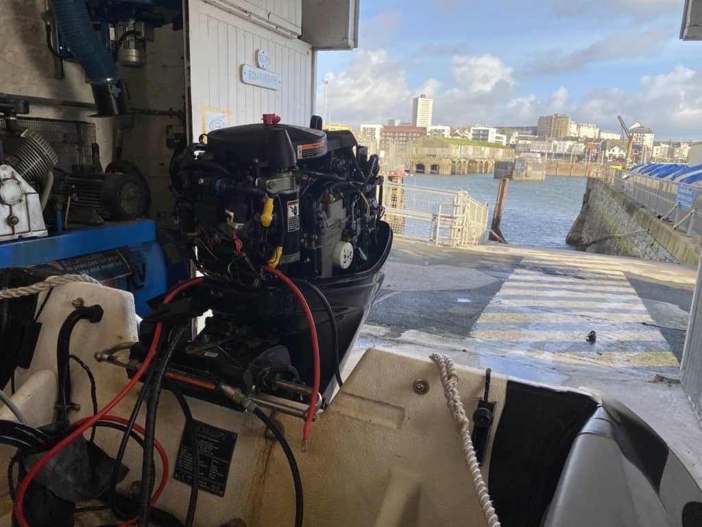 An outboard repair being carried out by Riptide Marine