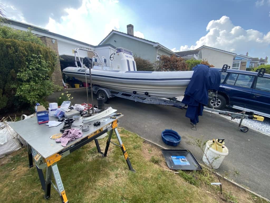 Carrying out mobile rib repair at a customers house in Plymouth