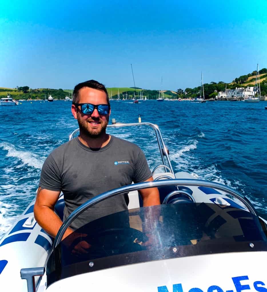 Kyle director of Riptide Marine A photo of Kyle Winterburn of Riptide Marine doing an on water call out